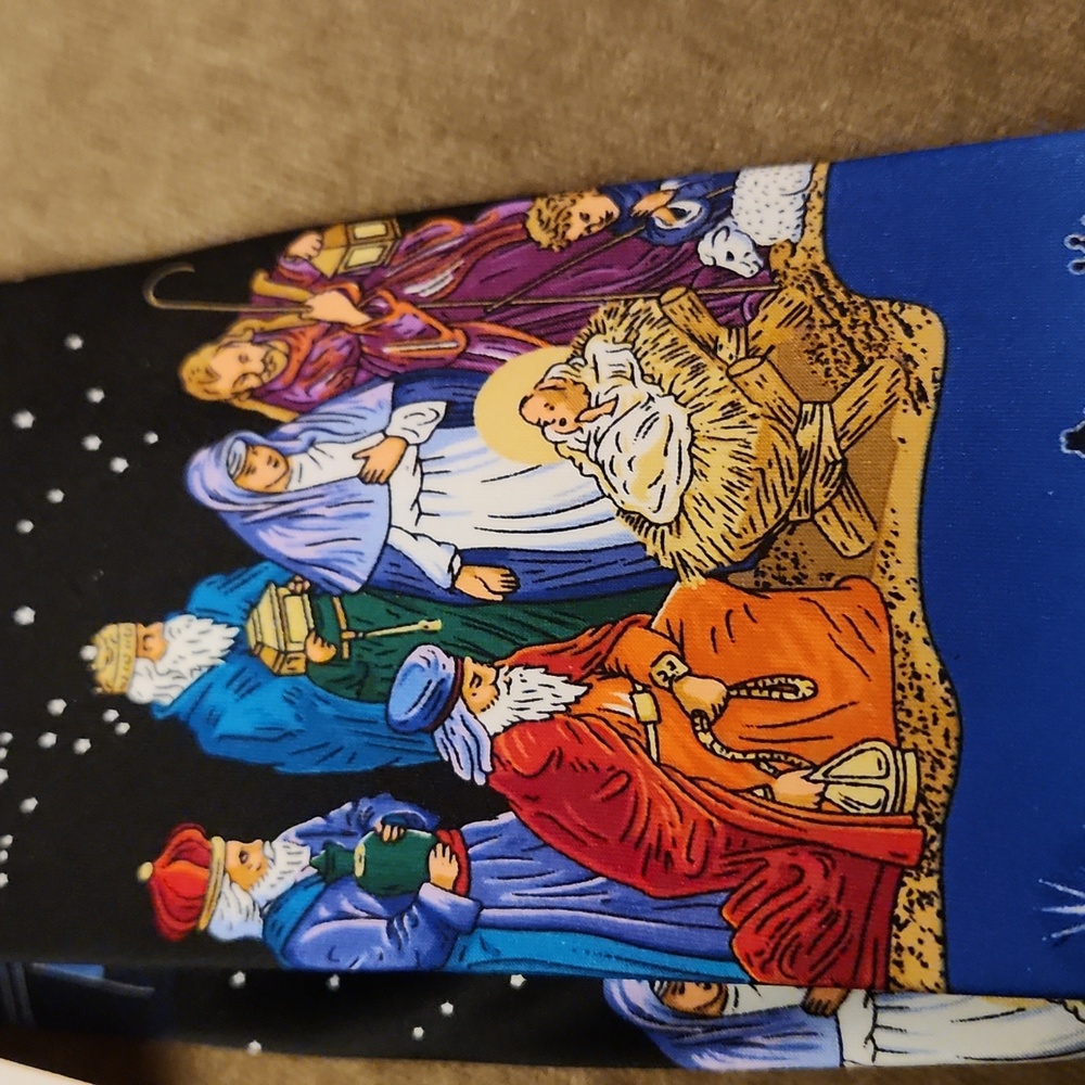 Sears Mens Santa Holiday Tie New with Tags nativity scene